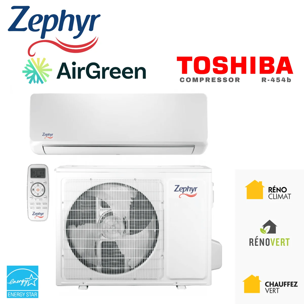 Thermopompe murale Zéphyr Série 25 — mini-split 12 000 BTU